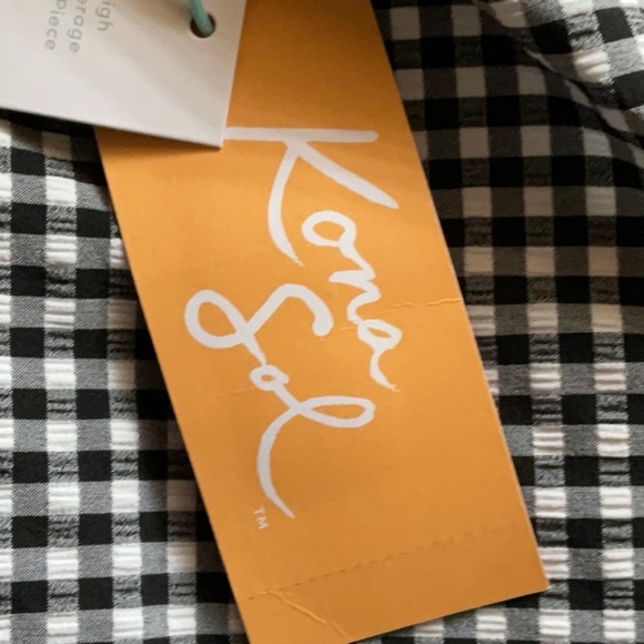 Kona Sol Women’s One Piece Swimsuit Black & White Gingham Print Size 16 NWT - Picture 7 of 11